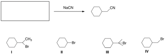 What is the starting material in the reaction shown below?   A)  I B)  II C)  III D)  IV