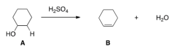 What kind of reaction does the conversion of A to B represent?   A)  Addition reaction. B)  Elimination reaction. C)  Substitution reaction. D)  Oxidation-reduction reaction.