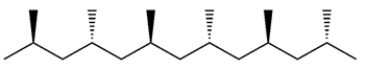 Which of the following best describes the polymer chain shown below?   A)  atactic polypropylene B)  isotactic polypropylene C)  syndiotactic polypropylene D)  cross-linked polypropylene
