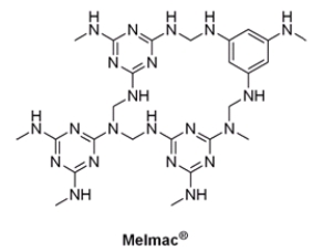 Melamine and formaldehyde combine to form the polymer, Melmac<sup>®</sup>. How is Melmac<sup>®</sup> classified, and what physical characteristics are consistent with its structure?   A)  polycarbonate, transparent B)  polyurethane, elastic C)  thermosetting, rigid D)  thermoplastic, can be melted and molded into new shapes