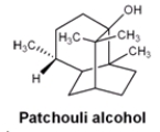 Patchouli alcohol is an example of a terpene. How is this molecule classified?   A)  monoterpene B)  diterpene C)  triterpene D)  sesquiterpene