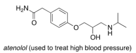Consider the molecule atenolol (a <font face= symbol ></font> blocker used to treat hypertension) . Which of the following lists the correct functional groups present in atenolol?   A)  Primary alcohol, amide, primary amine, aromatic, ether. B)  Secondary alcohol, amide, secondary amine, aromatic, ether. C)  Secondary alcohol, amide, primary amine, aromatic, ether. D)  Secondary alcohol, amide, secondary amine, aromatic, ester.