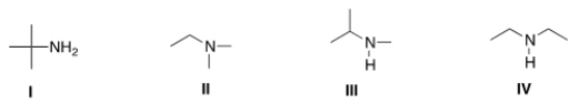 Which of the following is a tertiary amine?   A)  I B)  II C)  III D)  IV