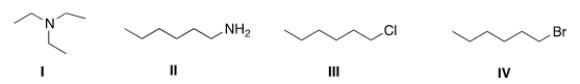 Which of the following compounds has the highest boiling point?   A)  I B)  II C)  III D)  IV