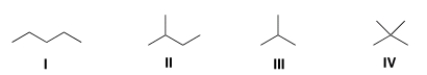 Which of the following alkanes is expected to have the highest melting point?   A)  I B)  II C)  III D)  IV