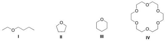 Which of the following could most likely serve as an ionophore?   A)  I B)  II C)  III D)  IV