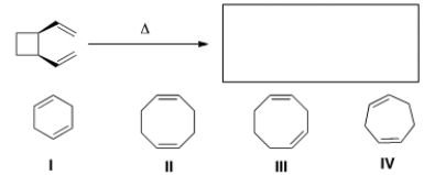 What is the major organic product of the following Cope rearrangement?   A)  I B)  II C)  III D)  IV