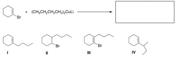 What is the major organic product of the following reaction?   A)  I B)  II C)  III D)  IV
