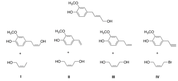 Identify the starting material that would be used to form the following product in a ring-closing metathesis reaction utilizing a Grubbs catalyst? A) I B) II C) III D) IV