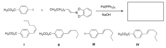 Identify the major organic product of the following reaction.   A)  I B)  II C)  III D)  IV