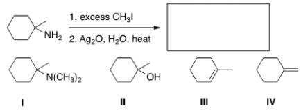 Predict the major organic product of the following reaction.   A)  I B)  II C)  III D)  IV
