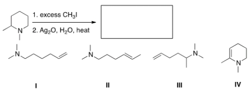 Predict the major organic product of the following reaction.   A)  I B)  II C)  III D)  IV