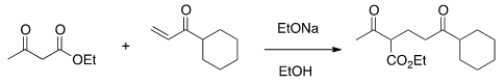 The following reaction is an example of what type of reaction?   A)  Michael reaction B)  Aldol self-condensation C)  Dieckmann condensation D)  Robinson annulation