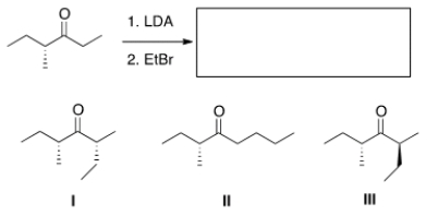What is (are)  the product(s)  of the following reaction?   A)  Only I B)  Only II C)  Only III D)  Only I and III