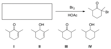 What is the starting material for the following reaction?   A)  I B)  II C)  III D)  IV
