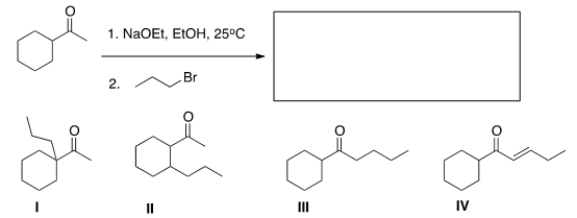What is the major product of the following reaction?   A)  I B)  II C)  III D)  IV