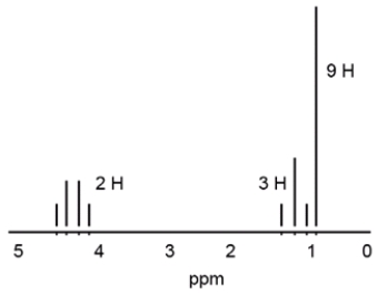 Which structure is consistent with the following <sup>1</sup>H NMR spectrum?   A)  ethyl acetate B)  2-propanone C)  3,3-dimethyl-2-pentanone D)  ethyl 2,2-dimethylpropionate