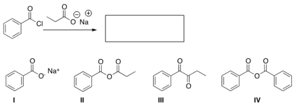 What is the product of the following reaction?   A)  I B)  II C)  III D)  IV