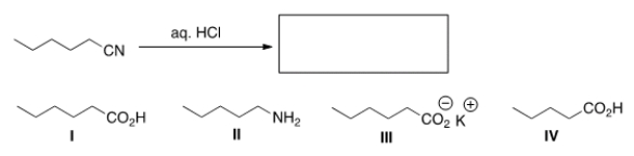 What is the product of the following reaction?   A)  I B)  II C)  III D)  IV