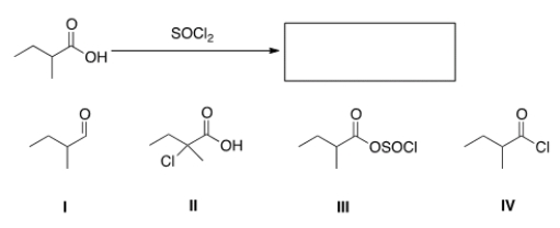 What is the product of the following reaction?   A)  I B)  II C)  III D)  IV