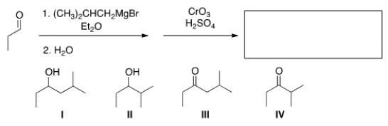 What is the major organic product obtained from the following sequence of reactions?   A)  I B)  II C)  III D)  IV