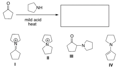 What is the product of the following reaction?   A)  I B)  II C)  III D)  IV