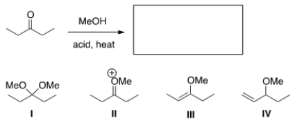 What is the product of the following reaction?   A)  I B)  II C)  III D)  IV