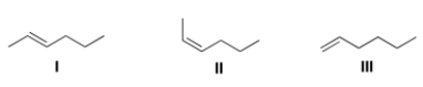 Which of the following products is (are)  formed by Wittig reaction of CH<sub>3</sub>CH<sub>2</sub>CH<sub>2</sub>CHO with Ph<sub>3</sub>P = CHCH<sub>3</sub>?   A)  Only I B)  Only II C)  Only III D)  Only I and II