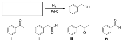 What is the starting material in the following reaction?   A)  I B)  II C)  III D)  IV