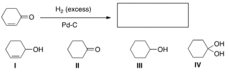 What is the product of the following reaction?   A)  I B)  II C)  III D)  IV
