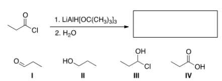 What is the major organic product of the following reaction?   A)  I B)  II C)  III D)  IV