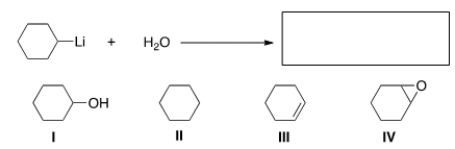 What is the product of the following reaction?   A)  I B)  II C)  III D)  IV