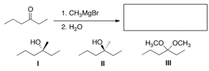 What is the major organic product of the following reaction?   A)  Only I B)  Only II C)  Only III D)  Only I and II