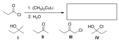 What is the major organic product of the following reaction?   A)  I B)  II C)  III D)  IV