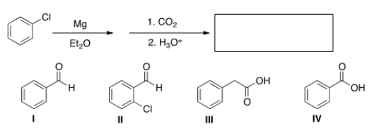 What is the major organic product in the following sequence of reactions?   A)  I B)  II C)  III D)  IV