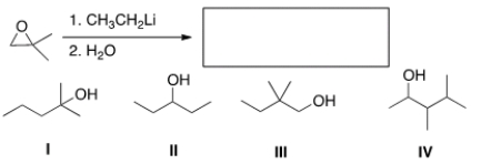 What is the major organic product of the following reaction?   A)  I B)  II C)  III D)  IV