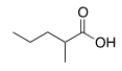 What is the common name of the following compound?   A)   <font face= symbol ></font>-Methylbutyric acid  B)   <font face= symbol ></font>-Propylpropionic acid  C)   <font face= symbol ></font>-Methylvaleric acid  D)   <font face= symbol ></font>-Methylcaproic acid 