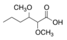 What is the common name of the following compound?   A)   <font face= symbol ></font>,<font face= symbol ></font>-Dimethoxyvaleric acid  B)   2,3-Dimethoxyvaleric acid  C)   2,3-Dimethoxycaproic acid  D)   <font face= symbol ></font>,<font face= symbol ></font>-Dimethoxycaproic acid 