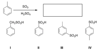 What is the major organic product obtained from the following reaction?   A)  I B)  II C)  III D)  IV