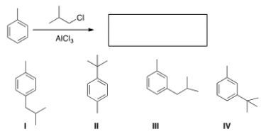 What is the major organic product obtained from the following reaction?   A)  I B)  II C)  III D)  IV
