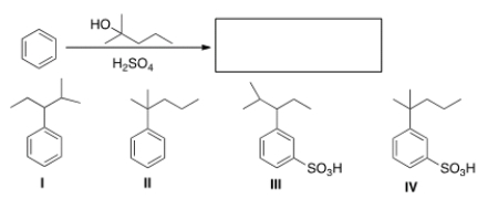 What is the major organic product obtained from the following reaction?   A)  I B)  II C)  III D)  IV