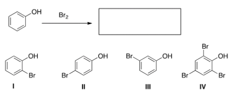 What are the product(s)  of the following reaction?   A)  Only I and II B)  Only I and III C)  Only II and III D)  Only IV