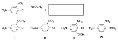 What is the major product of the following reaction?   A)  I B)  II C)  III D)  IV