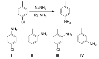 In addition to the product shown, what other product is formed in the following reaction?   A)  I B)  II C)  III D)  IV