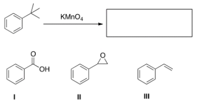 What is the product of the following reaction?   A)  I B)  II C)  III D)  None of the above