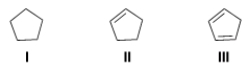 Rank the following compounds in order of decreasing acidity, starting with the most acidic.   A)  I > II > III B)  III > II > I C)  III > I > II D)  I > III > II