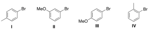What is the correct structure for para-bromotoluene?   A)  I B)  II C)  III D)  IV