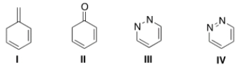 Which of the following compounds is aromatic?   A)  I B)  II C)  III D)  IV