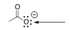 What is the hybridization around the indicated oxygen atom in the following anion?   A)  sp<sup>3</sup> B)  sp<sup>2</sup> C)  sp D)  p