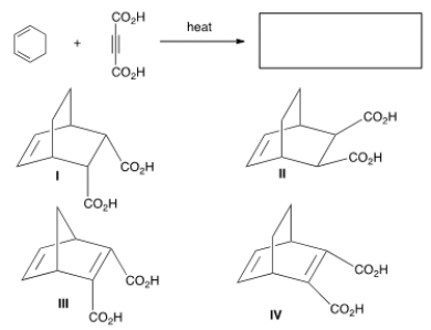 What is the major organic product of the following reaction?   A)  I B)  II C)  III D)  IV